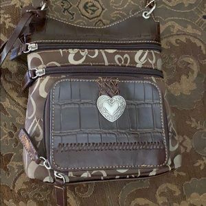 Brown heart cross body